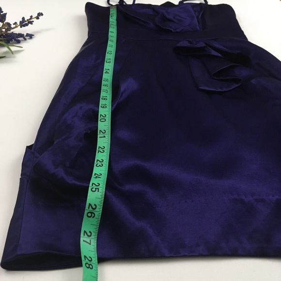 YOANA BARASCHI Indigo Satin Cocktail Dress, Sz 4 - Picture 4 of 8